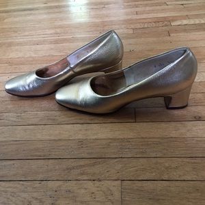 Vintage gold block heels